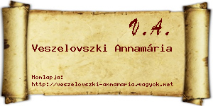 Veszelovszki Annamária névjegykártya